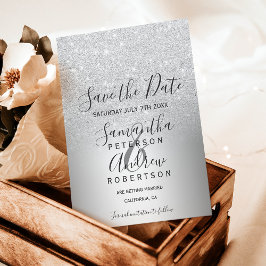 Silber Glitzer ombre Save the Date Ankündigungspostkarte