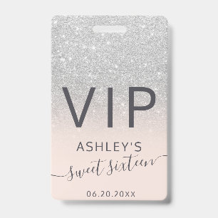 silber Glitzer ombre typografie rot Sweet 16 VIP Ausweis