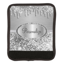 Silber-Glitzer-Tropfen und Metallbürste