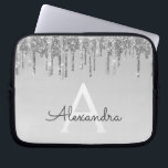 Silber-Glitzer und Sparklogramm Laptopschutzhülle<br><div class="desc">Silver Imitats Dripping Glitzer und sparkle Elegant Monogram Case. Dieser Fall kann so angepasst werden,  dass er Ihren Anfangs- und Vornamen enthält.</div>