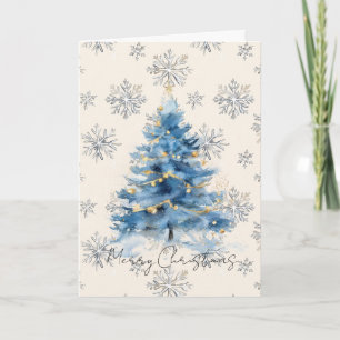 Silber Gold Blau Weihnachtsbaum Karte