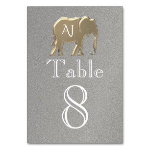 Silber Gold Elefant Hochzeit Tischnummer