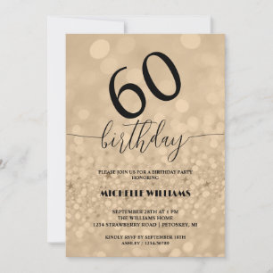 Silber-Gold-Glitter-Kalligrafie-Geburtstag Einladung
