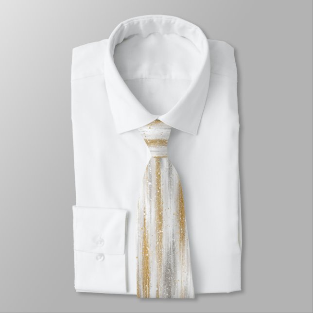 Silber Gold Glitzstreifen Krawatte (Gebunden)
