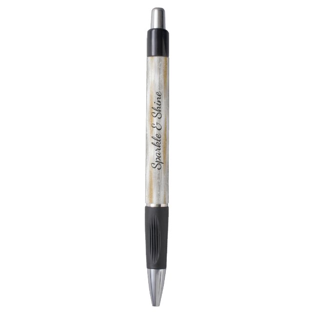 Silber Gold Glitzstreifen Kugelschreiber (Vorderseite Vertikal)