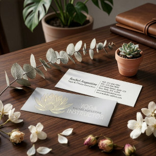 Silber-Gold-Lotus-Yoga-Meditations-Reiki-Lehrer Mini Visitenkarte