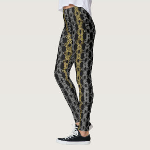 Silber-Gold-Muster auf Schwarz Leggings