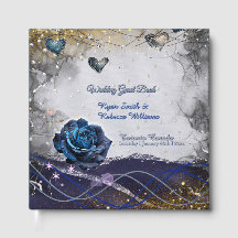 Silber Gold Navy Gästebuch Hochzeit
