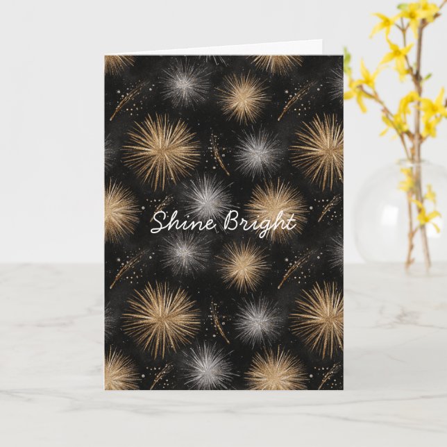 Silber Gold Schwarz Weihnachtsfeier  Karte (Gelbe Blume)