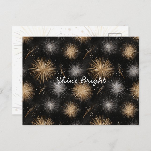 Silber Gold Schwarz Weihnachtsfeier  Postkarte (Vorne/Hinten)