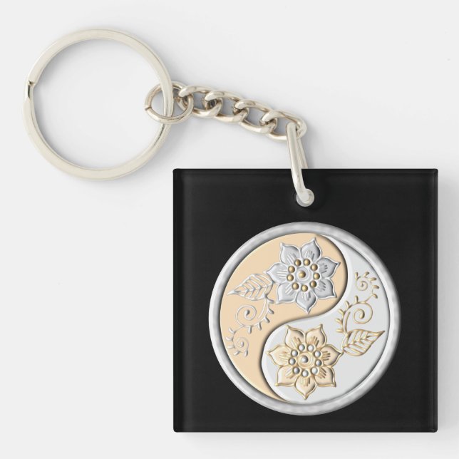 Silber & Gold Yin Yang Schlüsselanhänger (Vorderseite)