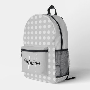 Silber Grau Grau Farbe - Anfangsbuchstabe Monogram Bedruckter Rucksack