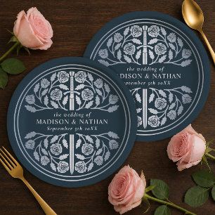 Silber-Grau-Royal-Mittelalterschwert-Hochzeit Pappteller