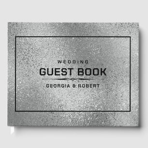 Silber grau schimmernde irisierende Textur Gästebuch