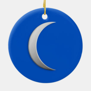 Silber-Halbmond - Kobalt-blauer Hintergrund Keramik Ornament