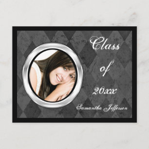 Silber Harlequin Round-Frame-Foto-Abschluss Einladung