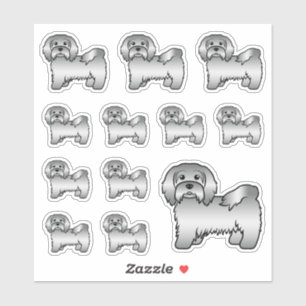 Silber Havanese Süße Cartoon-Hunde-Illustrationen Aufkleber