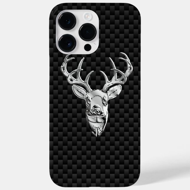 Silber Hirsch Kopf Carbon Fibre Style Print Case-Mate iPhone Hülle (Rückseite)