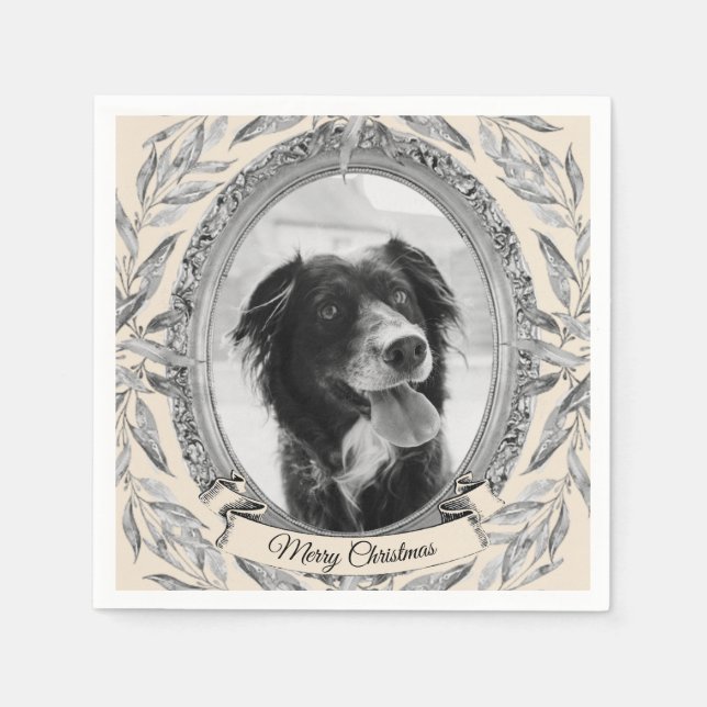 Silber-Holiday-Foto Serviette (Vorderseite)