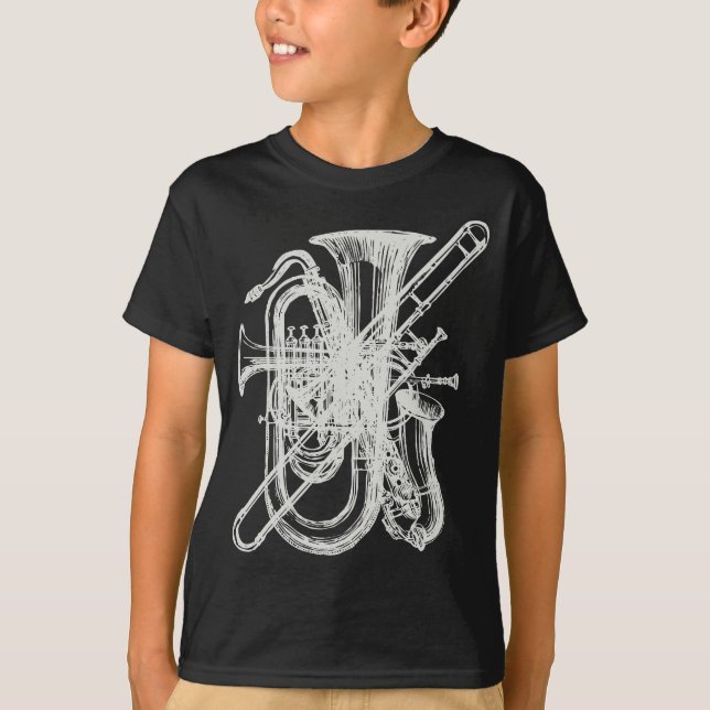 "Silber-" Hörner - Blasinstrumente T-Shirt (Vorderseite)