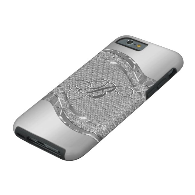 Silber-Imitat-Metallic-Look mit Diamanten-Muster 2 Case-Mate iPhone Hülle (Oberseite)