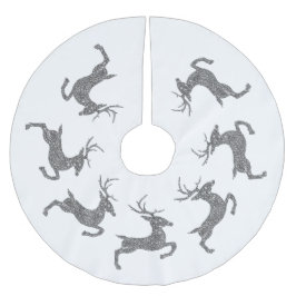 Silber Imitate Glitzer Textur Springen Hirsche For Polyester Weihnachtsbaumdecke