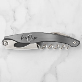 Silber-Imitate Pinselmetall-Monogramm-Skript Kellnermesser