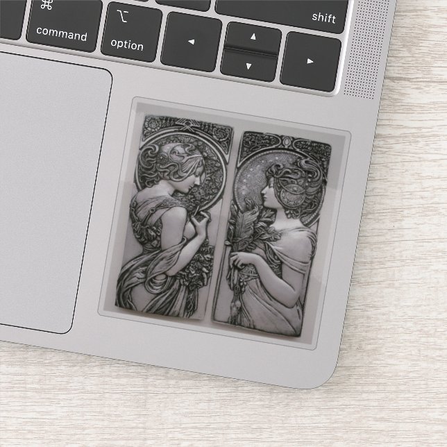 Silber ,Jugendstil ,Design, Frauen,Mucha,Schönheit Aufkleber (Detail)
