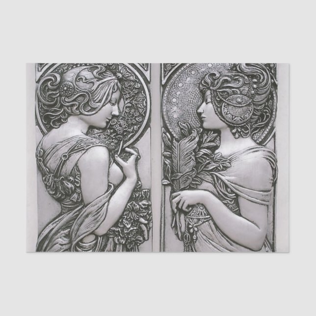 Silber ,Jugendstil ,Design, Frauen,Mucha,Schönheit Seidenpapier (Vorderseite)