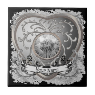 Silber-Juwel-Fee Herz-Kachel Fliese