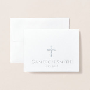 Silber Kreuz und Namensverlust Beileid Vielen Dank Folienkarte