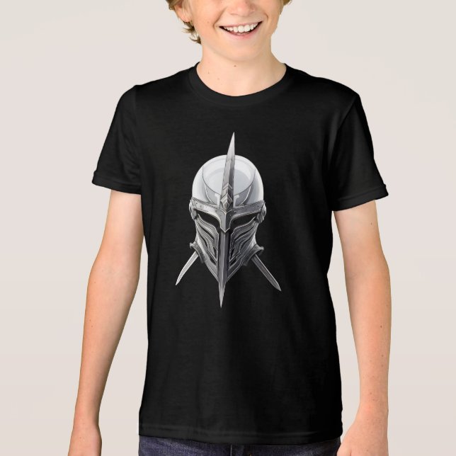 Silber-Kriegerhelm – Moderne Minimalistische Rüstu Tri-Blend Shirt (Vorderseite)