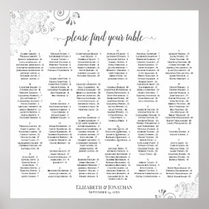 Silber-Lace Simple Chic Alphabetische Sitzordnung Poster