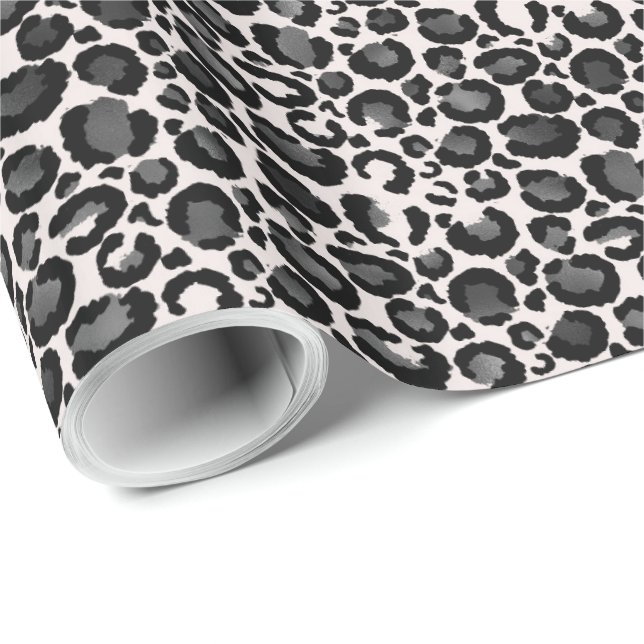 Silber Leopard Print Geschenkpapier (Rolleneckpunkt)