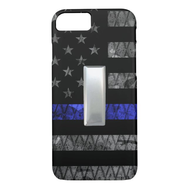 (Silber) Leutnant Thin Blue Line Distressive Flag Case-Mate iPhone Hülle (Rückseite)