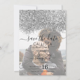 Silber Lila Glitter Konfetti Foto Hochzeit Save The Date