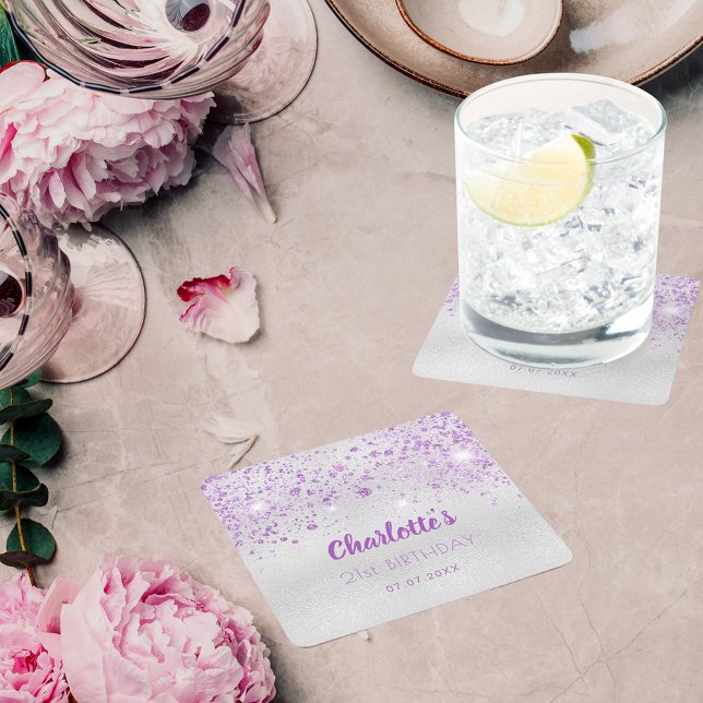 Silber-lila Glitzer Rechteckiger Pappuntersetzer (Von Creator hochgeladen)