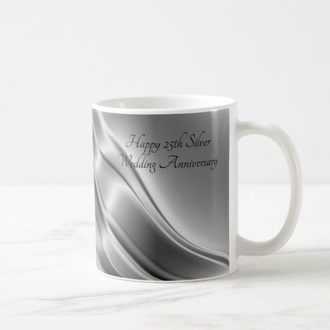 Silber-Linien 25. silberner Hochzeitstag Kaffeetasse (Rechts)