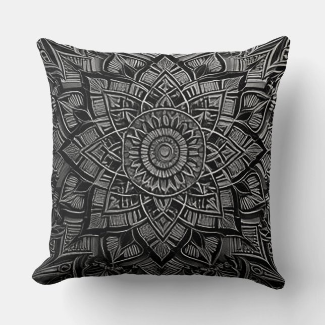 Silber Mandala  Kissen (Vorderseite)