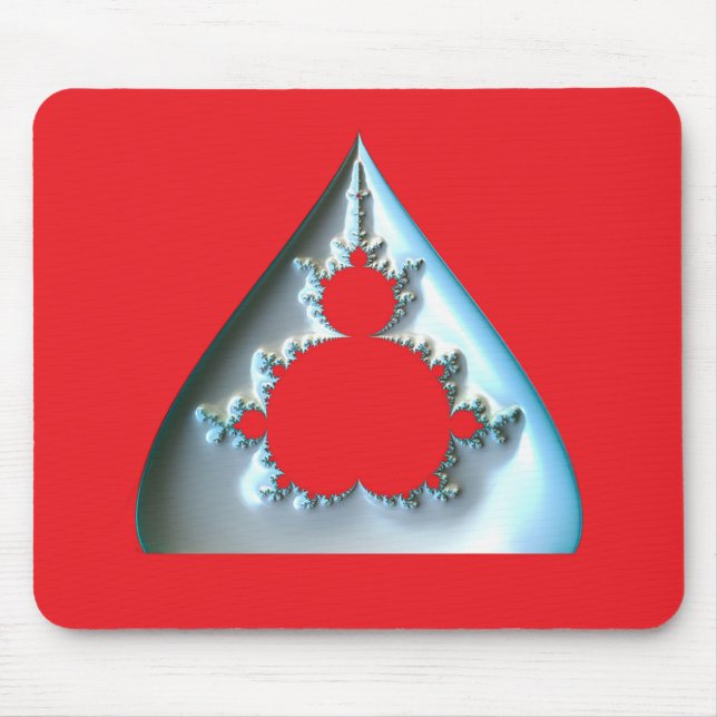 Silber-Mandelbrot auf rotem Hintergrund Mousepad (Vorne)