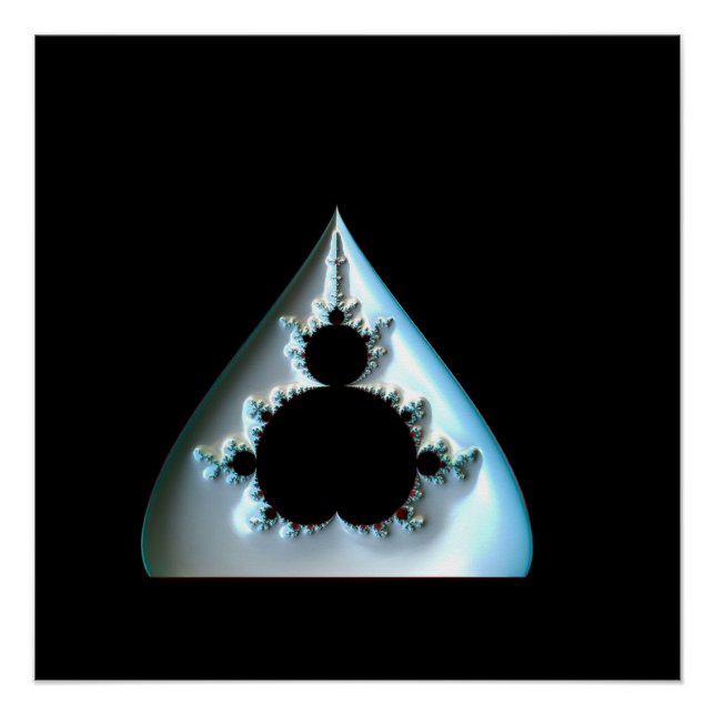 Silber-Mandelbrot auf rotem Hintergrund Poster (Vorderseite)