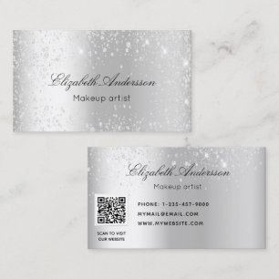 Silber-Metal-Glitzer, eleganter QR-Code Visitenkarte