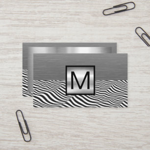 Silber-Metallic   Monogram Business Card Visitenkarte