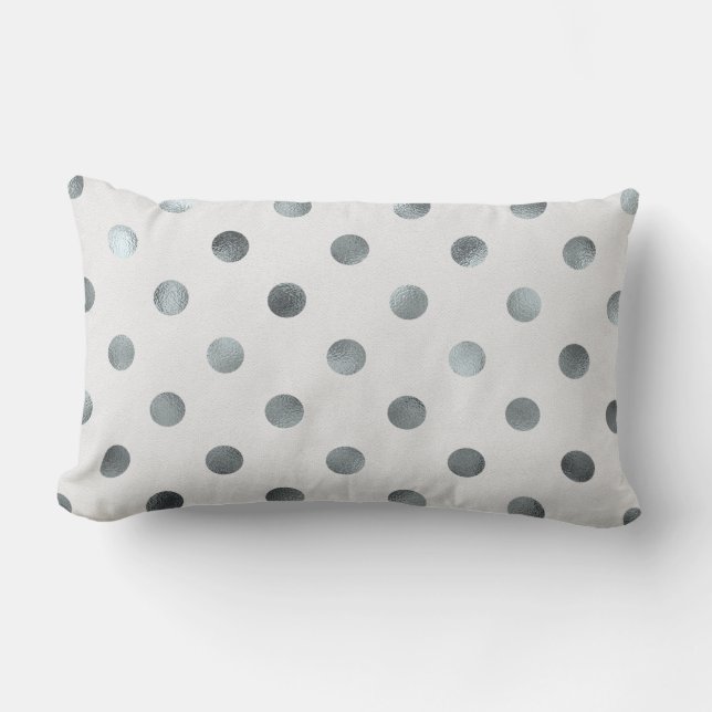 Silber Metallische Imitat Fohlen Große Polka Dot G Lendenkissen (Vorderseite)