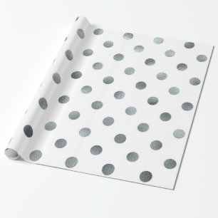 Silber Metallische Imitat Fohlen Kleiner Polka Dot Geschenkpapier