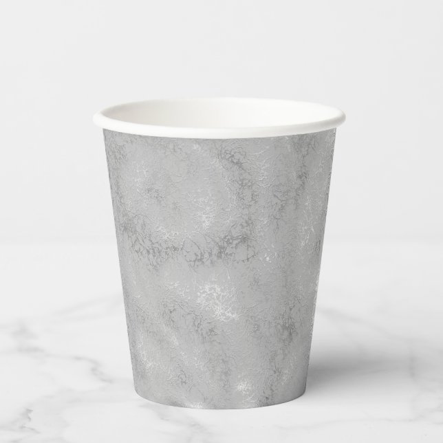 Silber metallische Textur rustikalen Schimmer stil Pappbecher (Vorderseite)