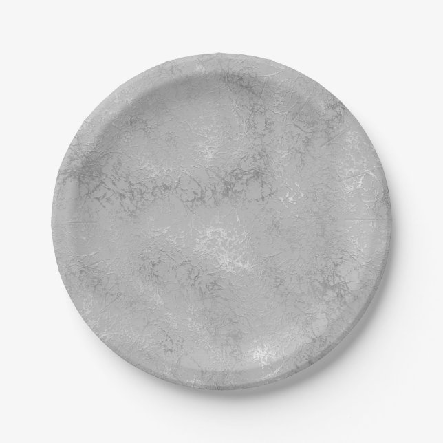 Silber metallische Textur rustikalen Schimmer stil Pappteller (Vorderseite)