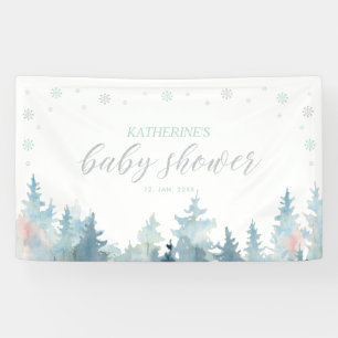 Silber & Minze Winter Wonderland Babyparty Banner
