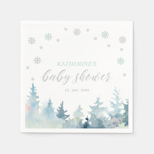 Silber & Minze Winter Wonderland Schneebaby-Party Serviette