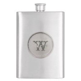 Silber mit Monogramm Rustikaler Western Flasche Flachmann